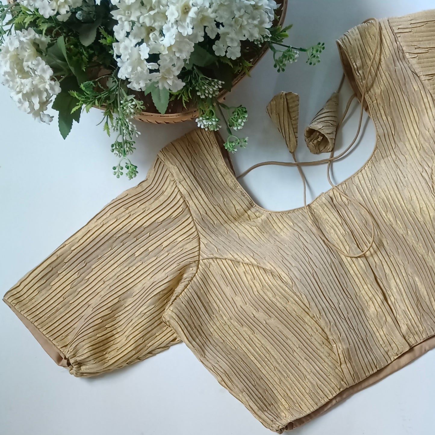 Golden 2 Metallic Crush Tissue Stretchable Blouse