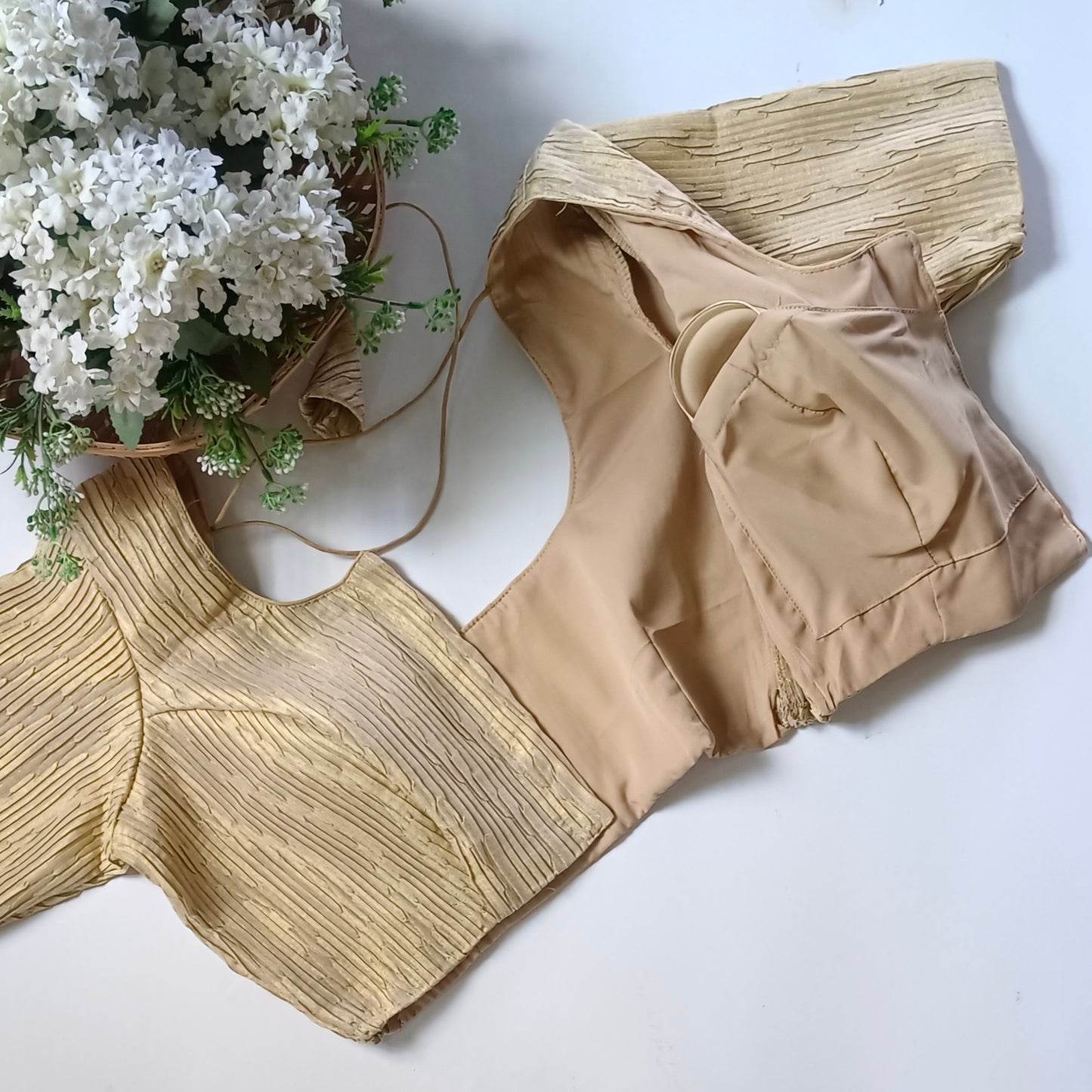 Golden 2 Metallic Crush Tissue Stretchable Blouse