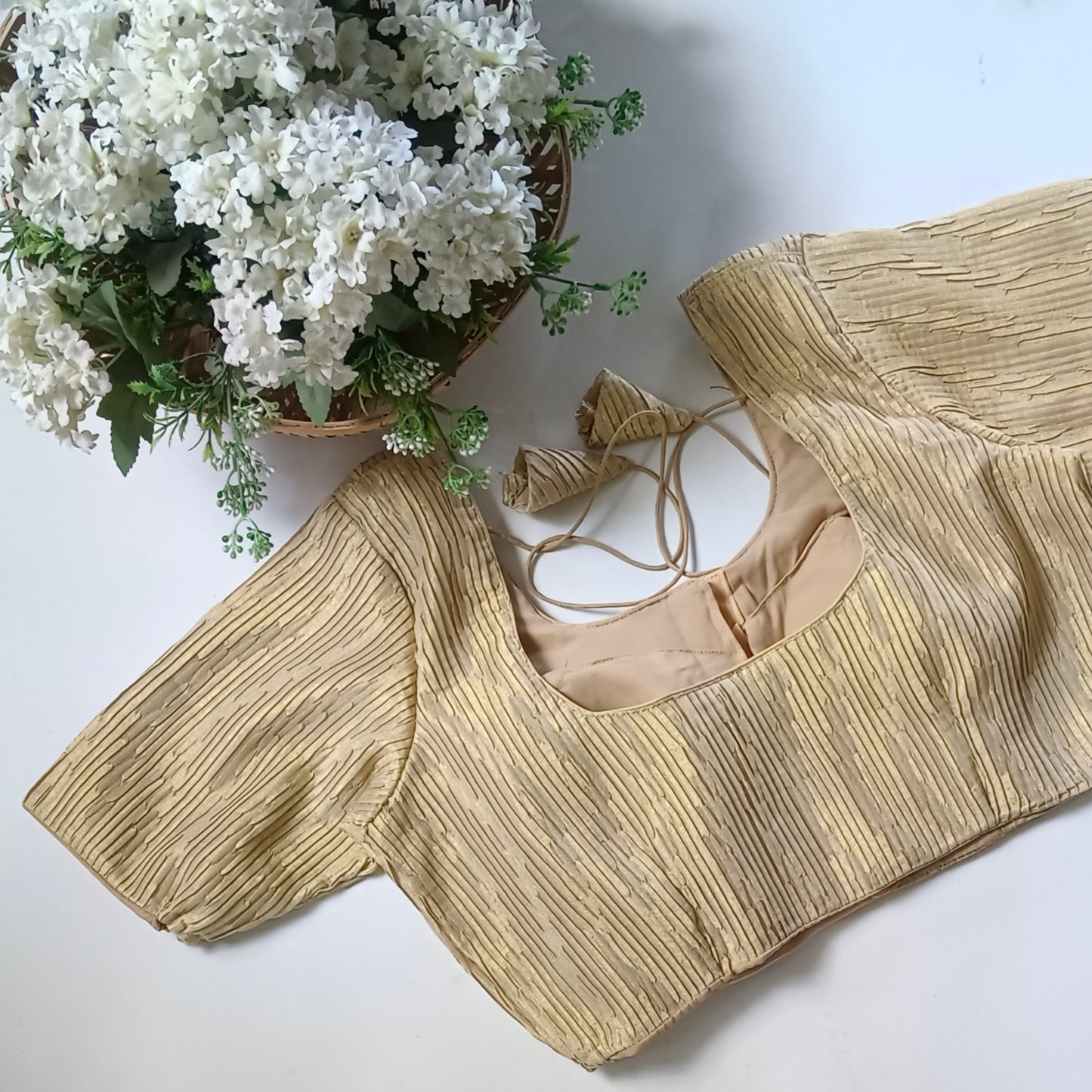 Golden 2 Metallic Crush Tissue Stretchable Blouse