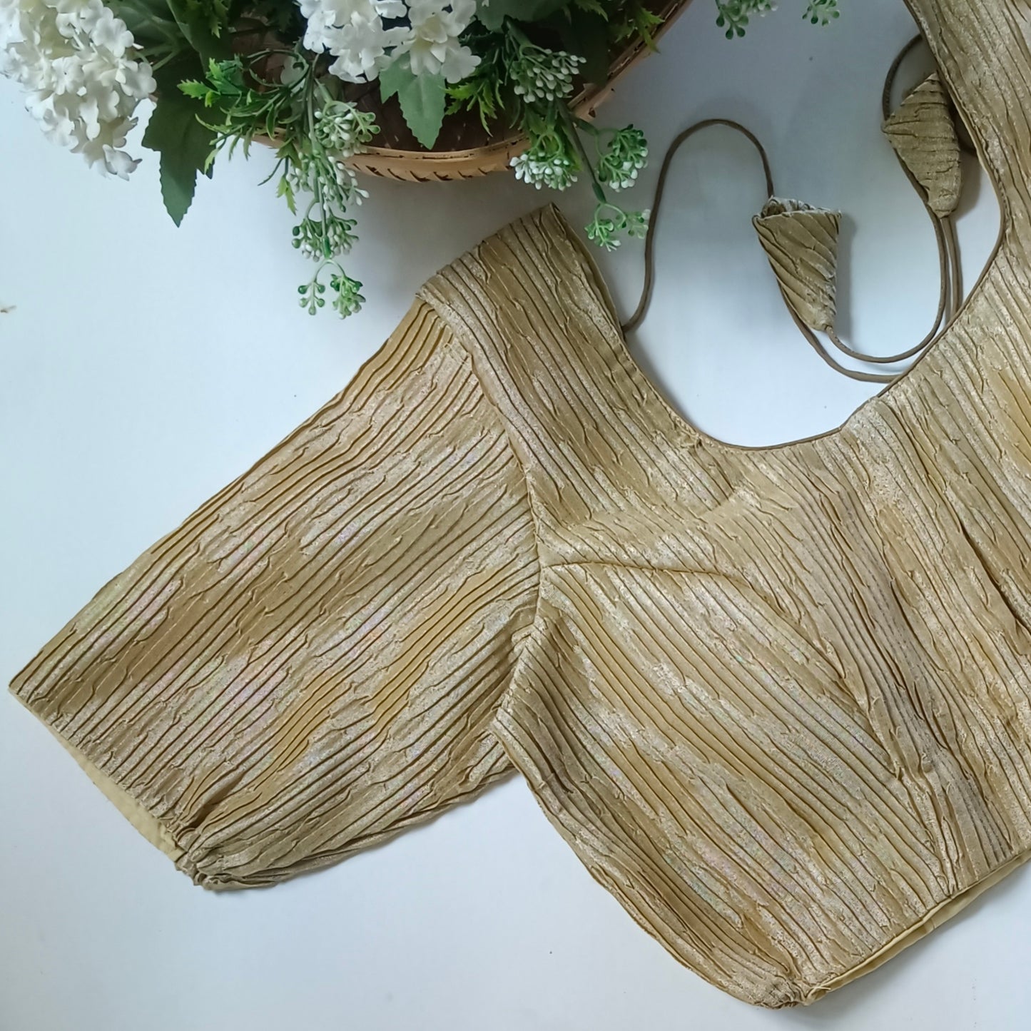 Golden 3 Metallic Crush Tissue Stretchable Blouse