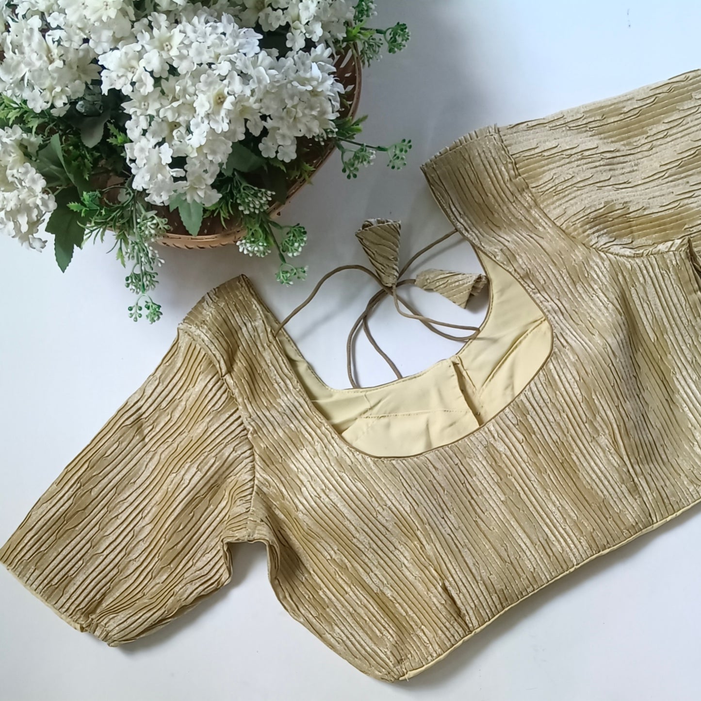 Golden 3 Metallic Crush Tissue Stretchable Blouse