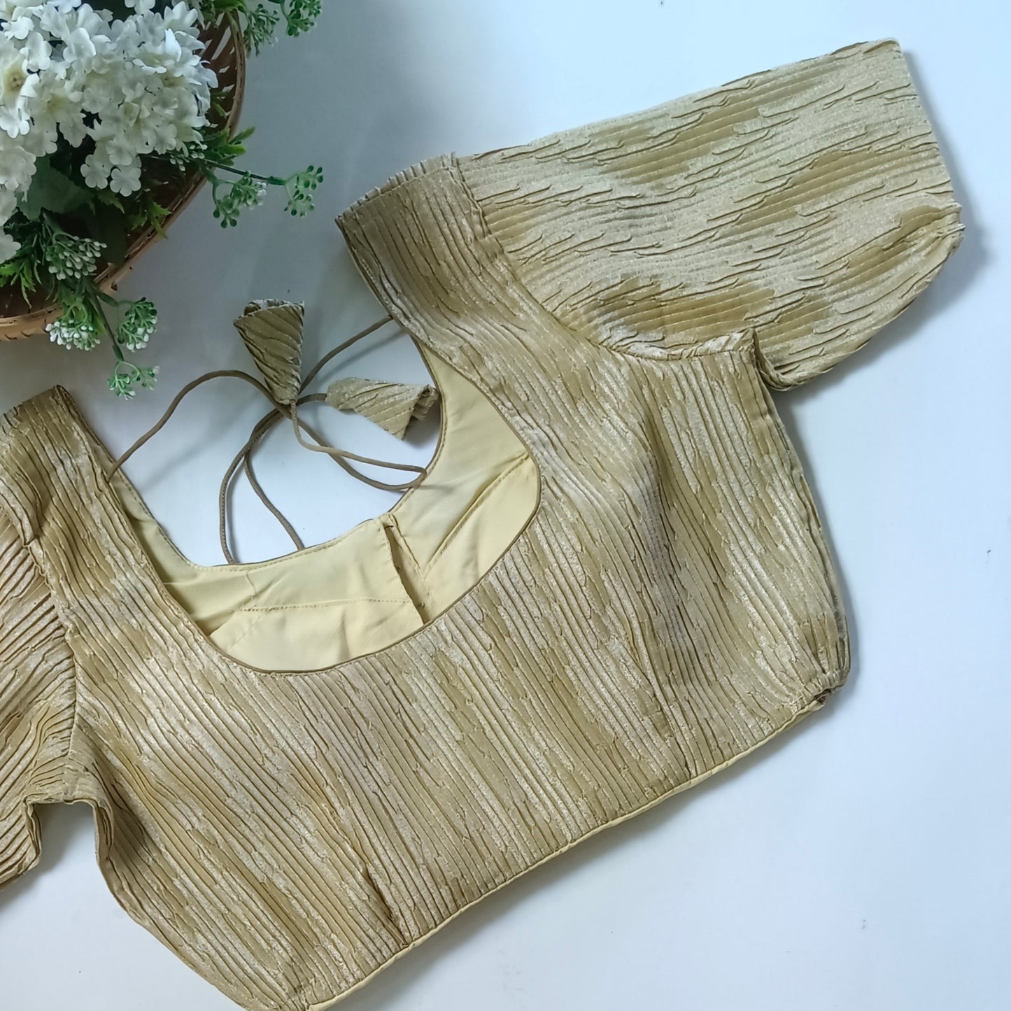 Golden 3 Metallic Crush Tissue Stretchable Blouse