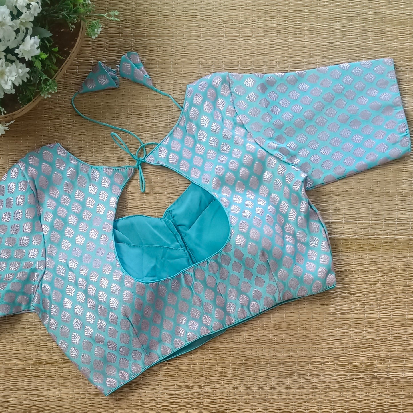 Pastel Blue Brocade Blouse 1