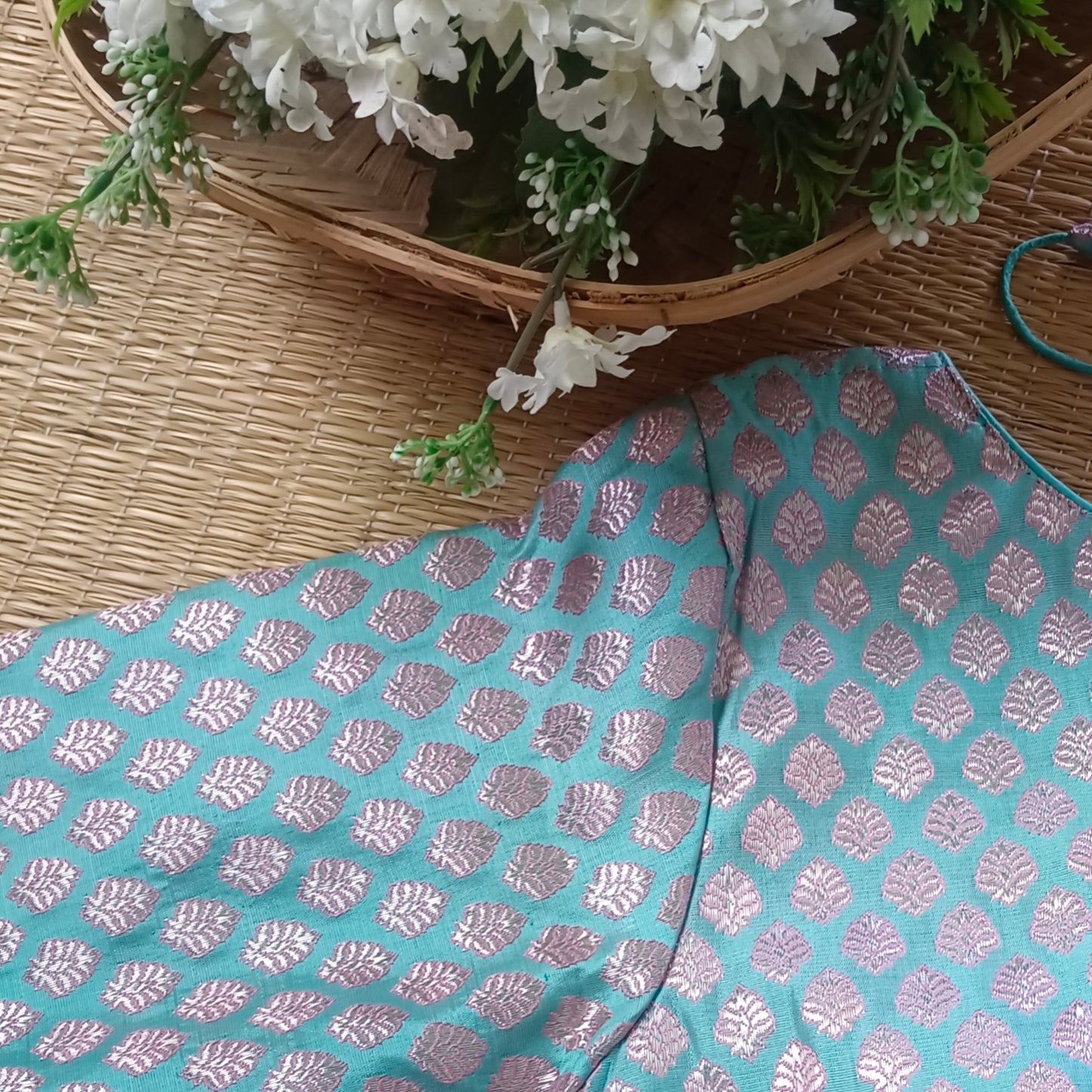 Pastel Blue Brocade Blouse 1
