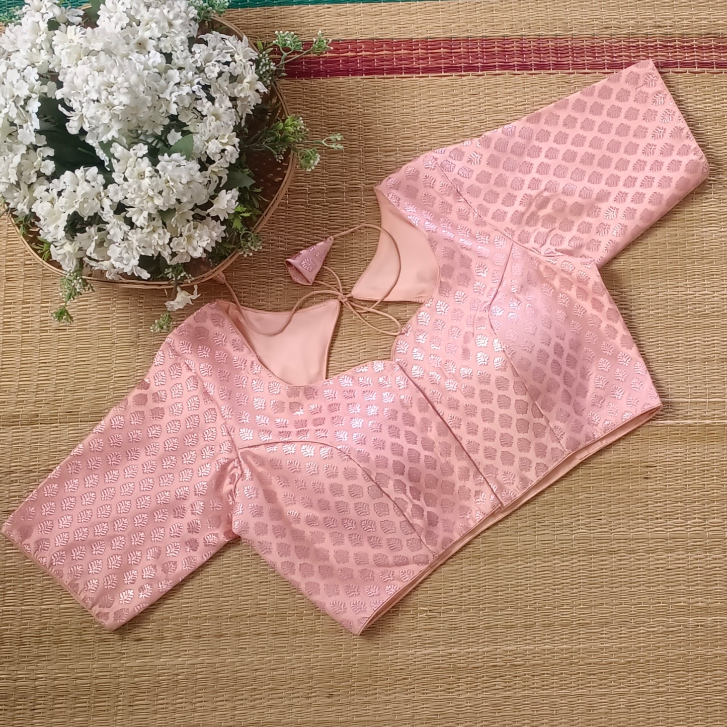 Pastel pink Brocade Blouse 2
