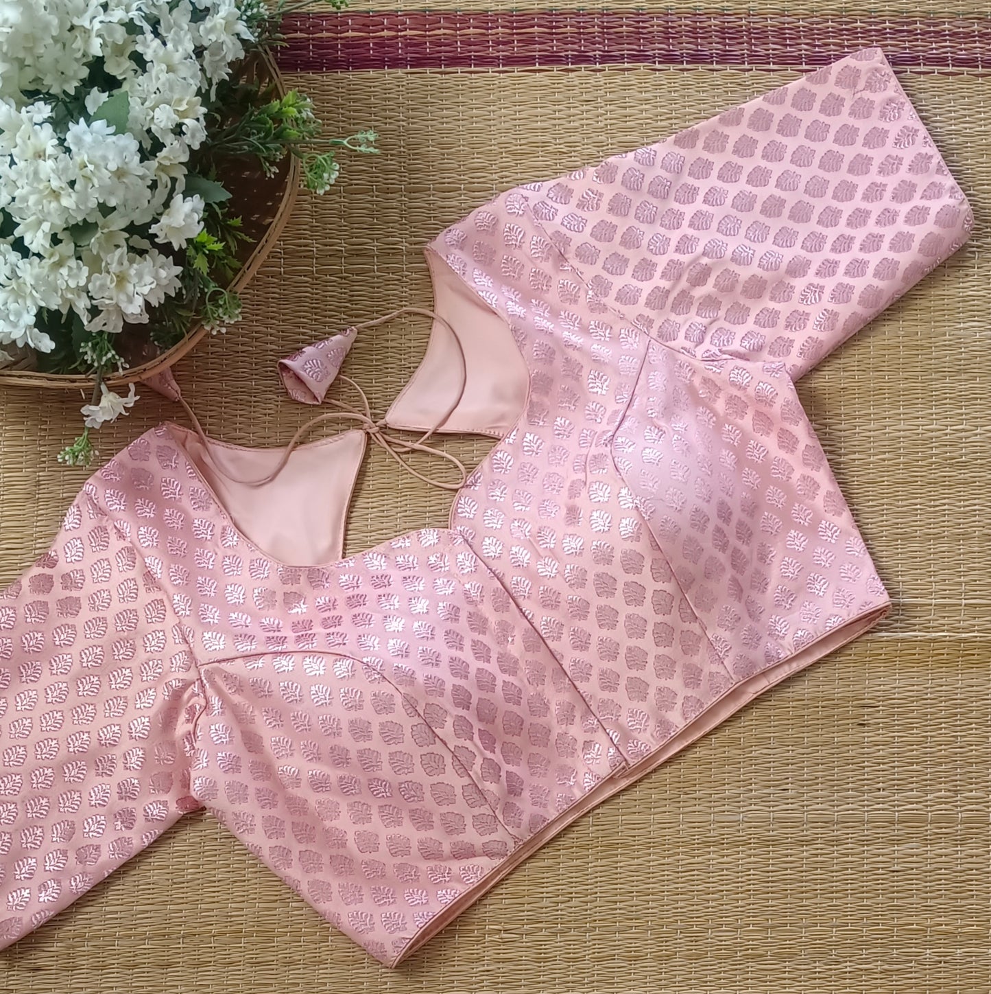 Pastel pink Brocade Blouse 2