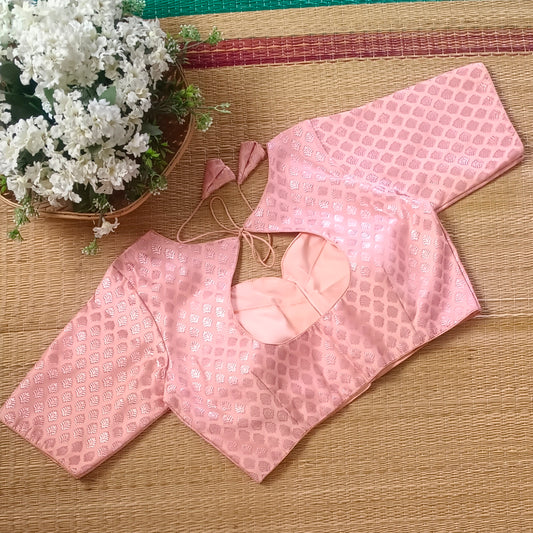 Pastel pink Brocade Blouse 2