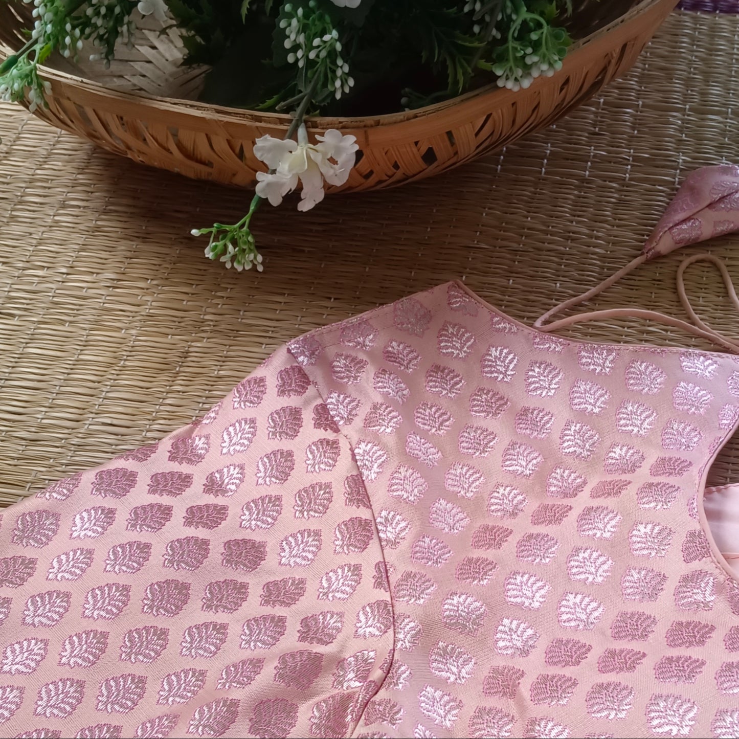 Pastel pink Brocade Blouse 2