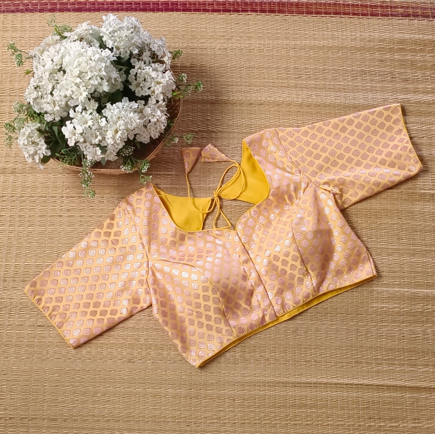 Pastel Yellow Brocade Blouse