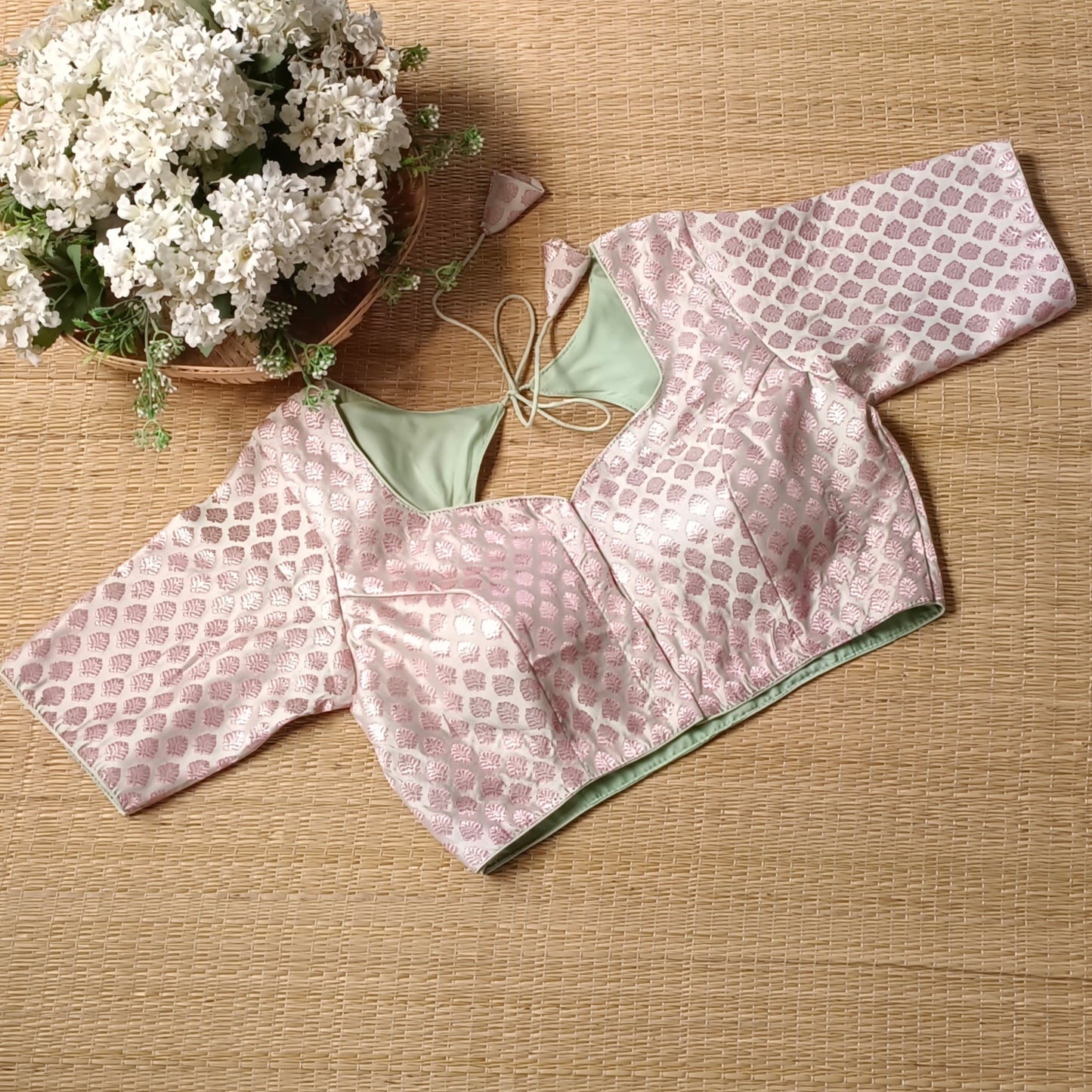 Pastel Green Brocade Blouse