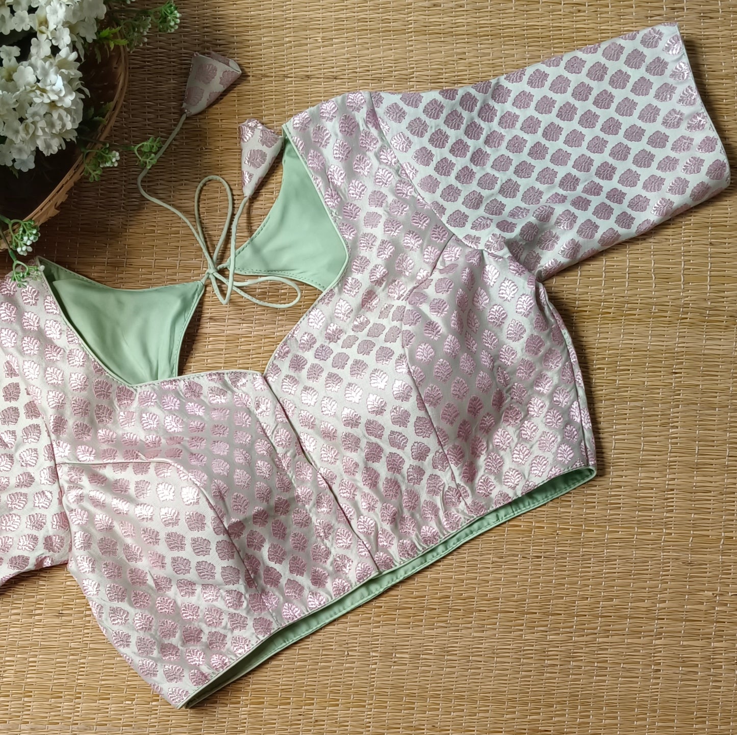 Pastel Green Brocade Blouse