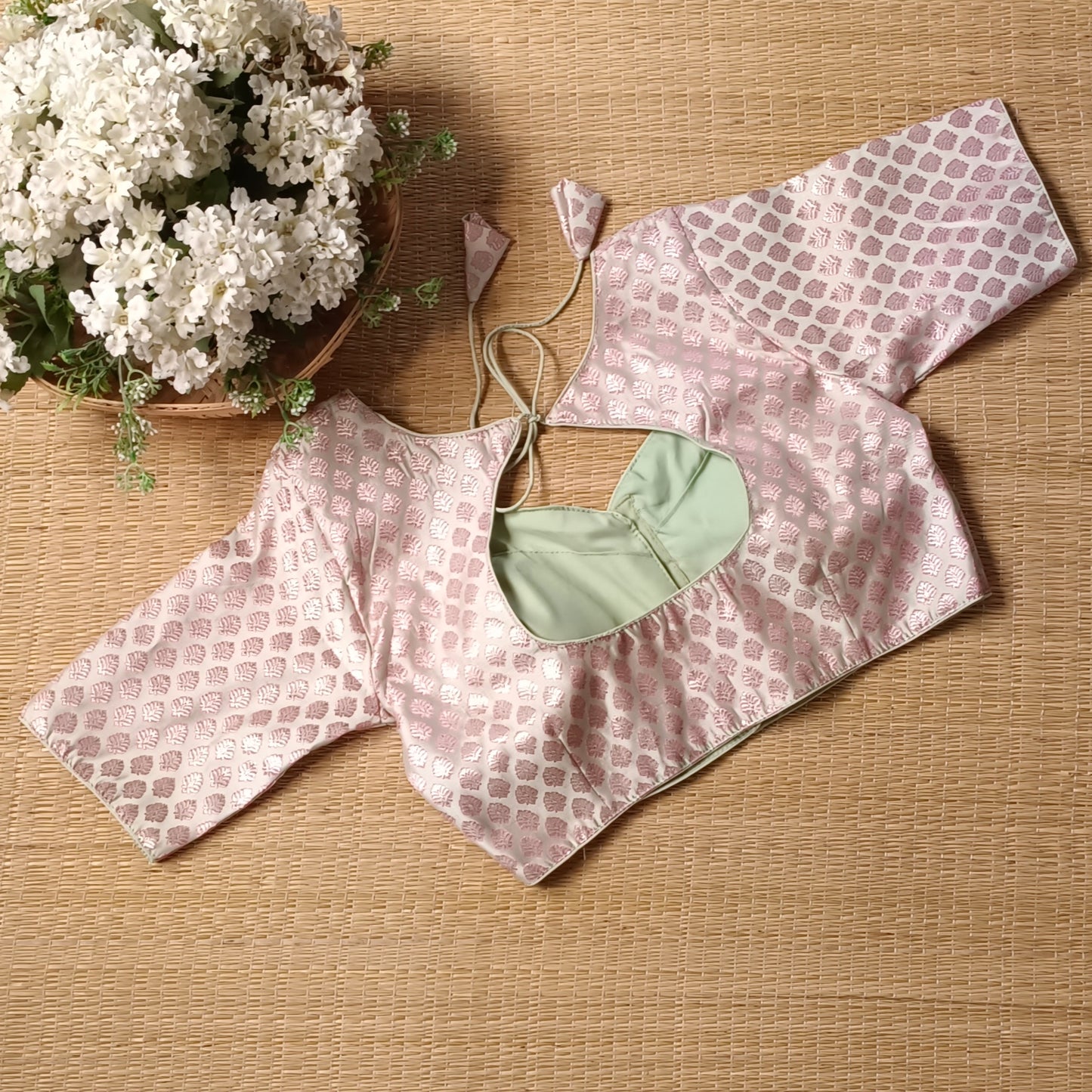 Pastel Green Brocade Blouse