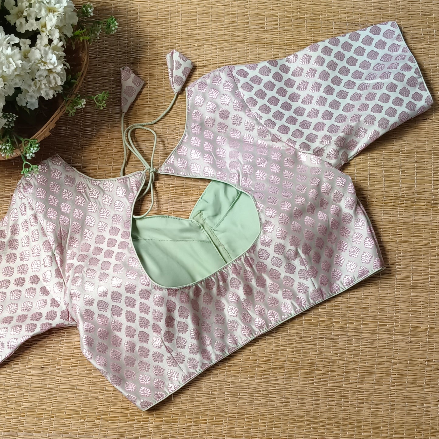 Pastel Green Brocade Blouse