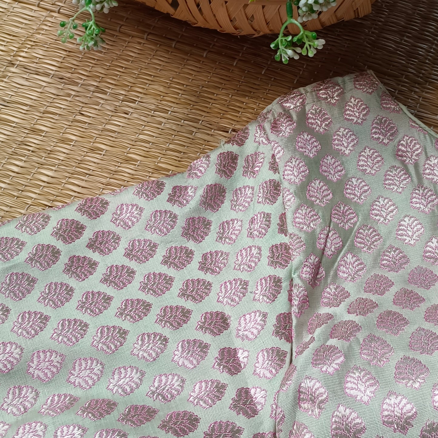 Pastel Green Brocade Blouse