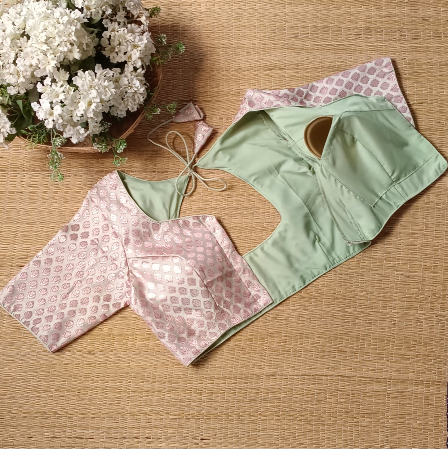 Pastel Green Brocade Blouse