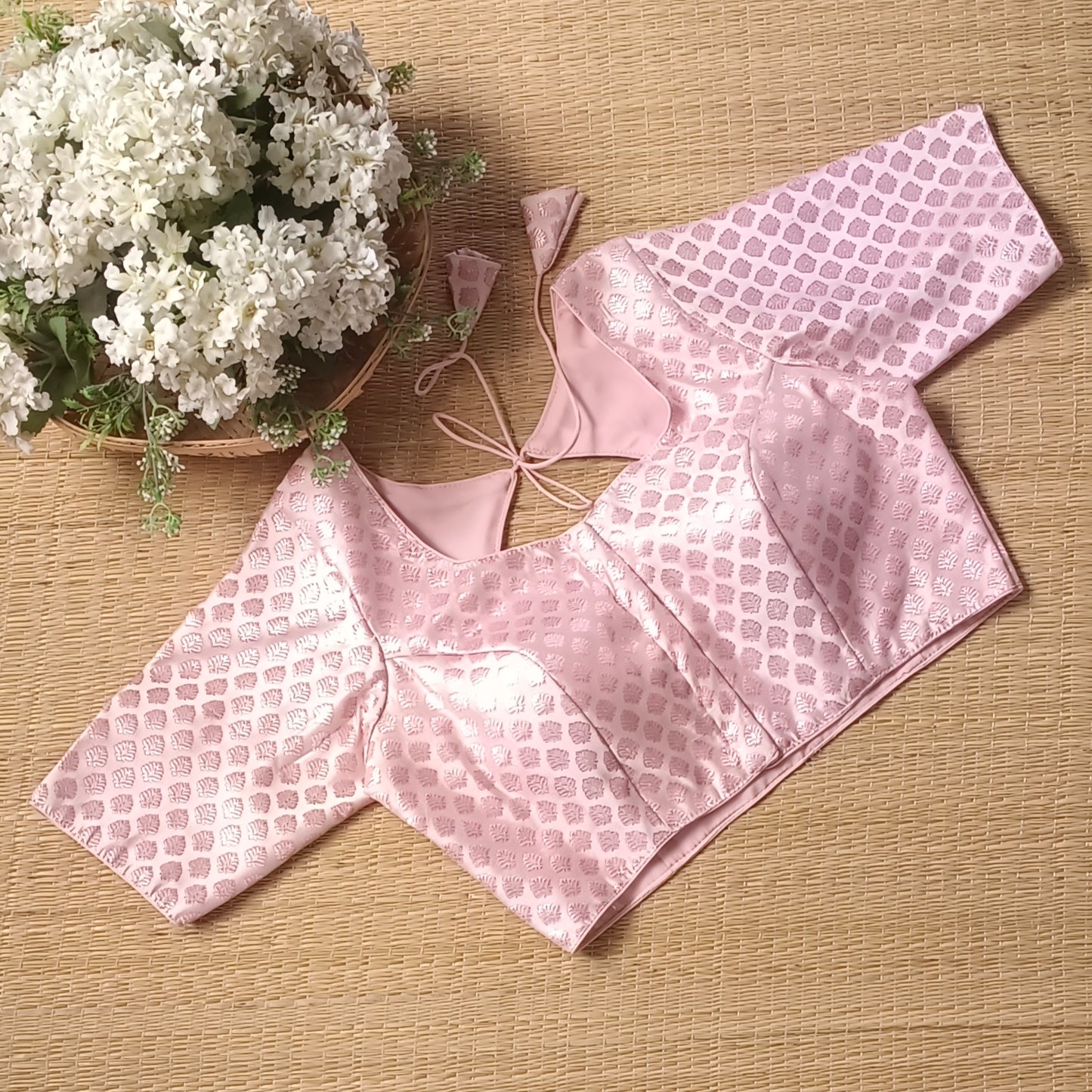 Pastel pink Brocade Blouse 1
