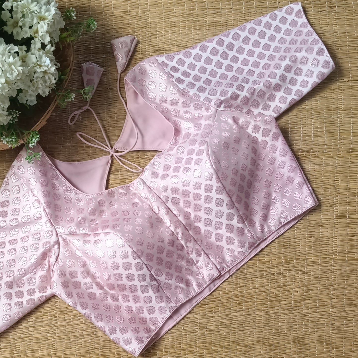 Pastel pink Brocade Blouse 1