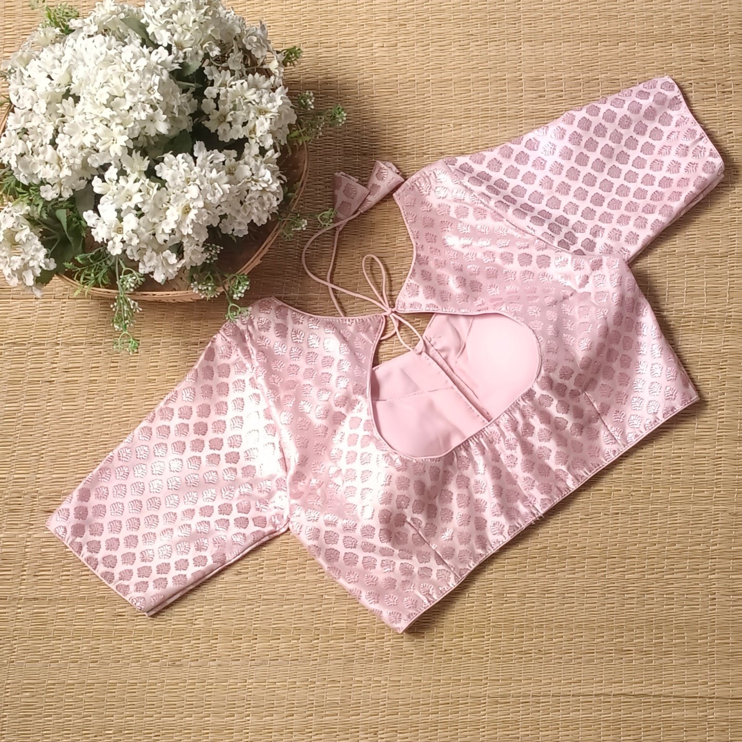Pastel pink Brocade Blouse 1