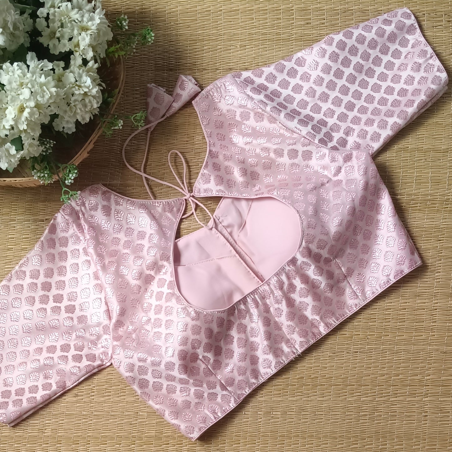 Pastel pink Brocade Blouse 1