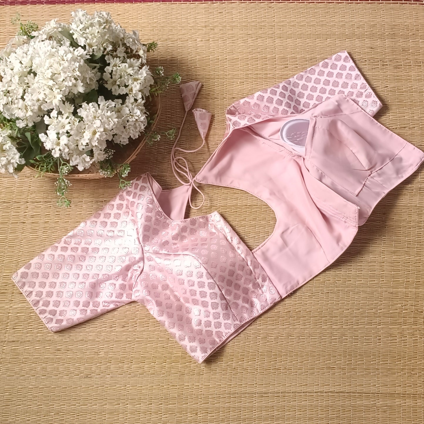 Pastel pink Brocade Blouse 1