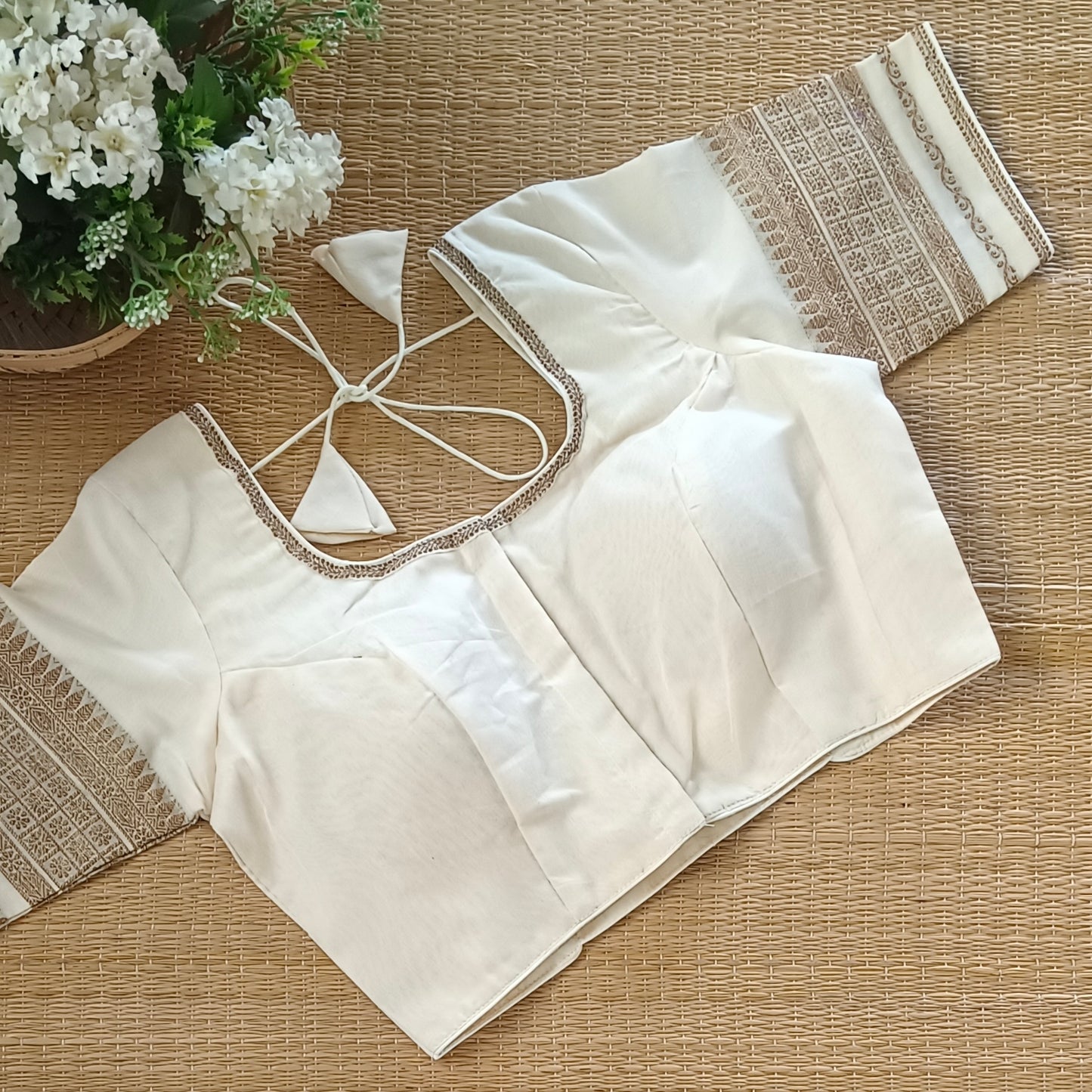 Off White Cotton Silk Blouse