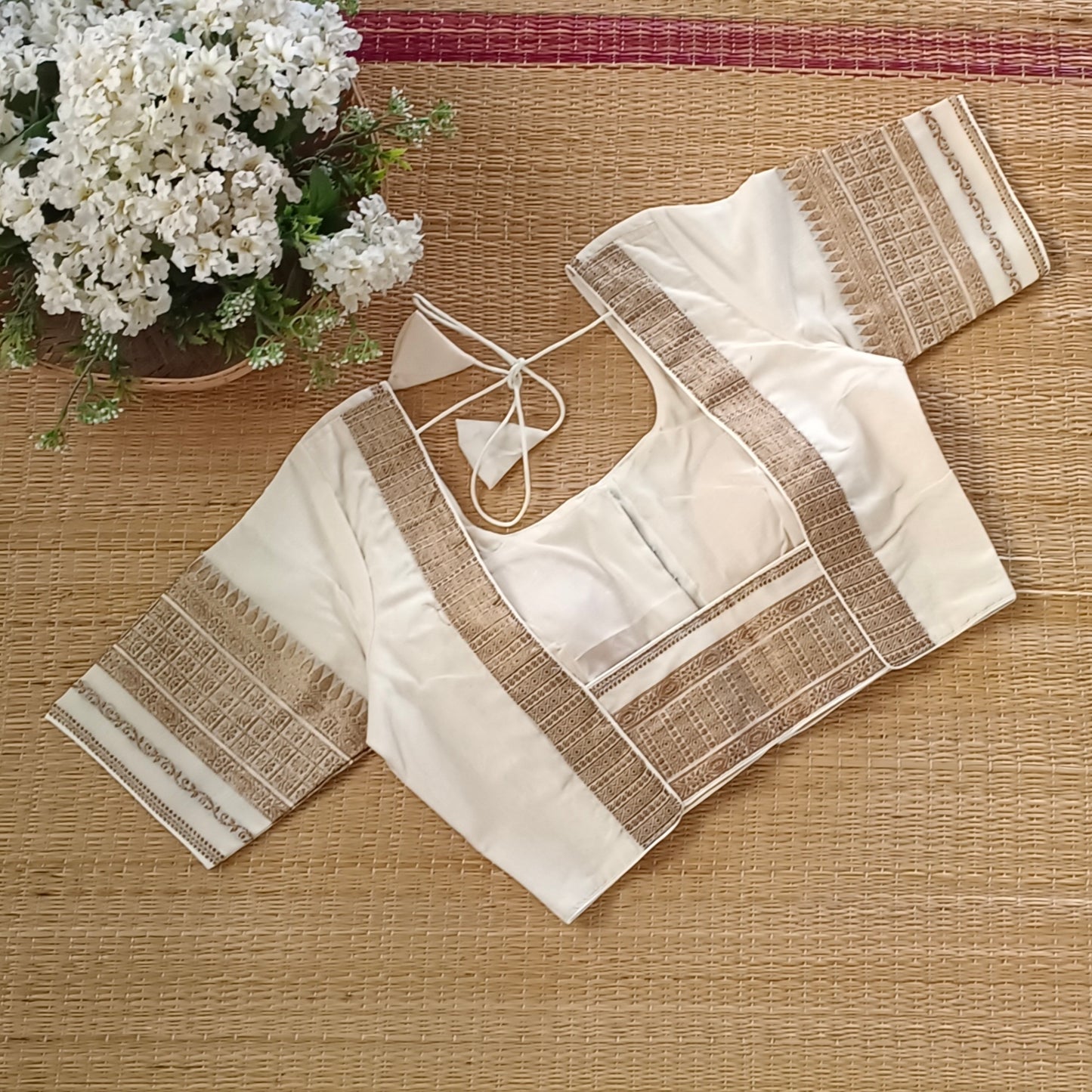 Off White Cotton Silk Blouse