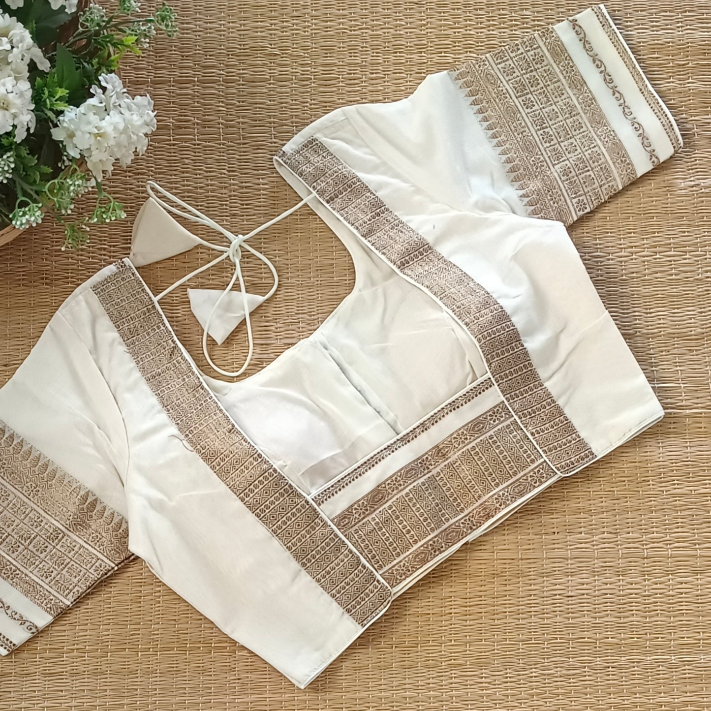 Off White Cotton Silk Blouse