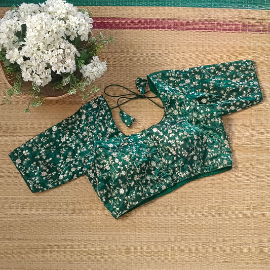 Classic green with golden embroidery blouse