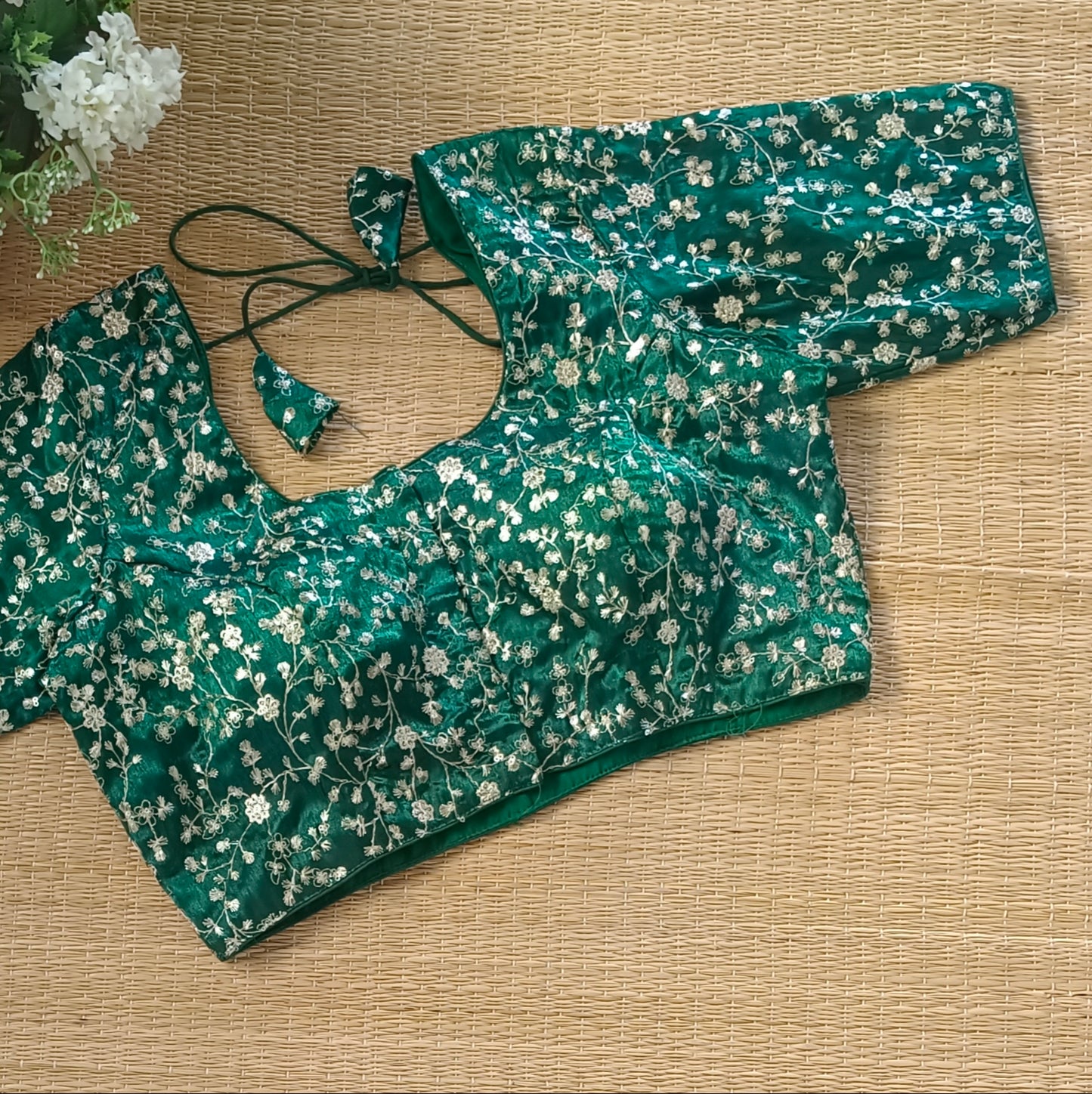 Classic green with golden embroidery blouse