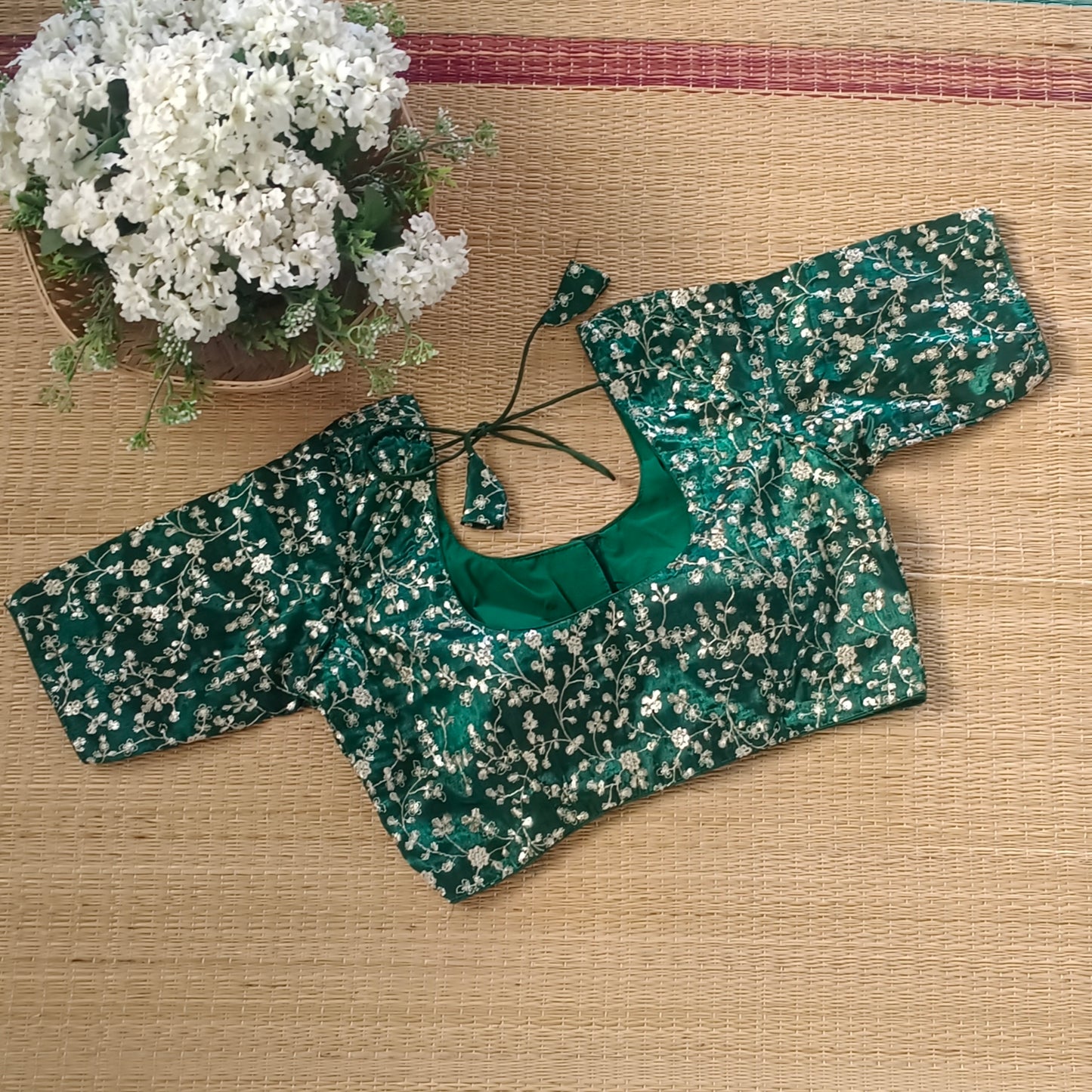 Classic green with golden embroidery blouse
