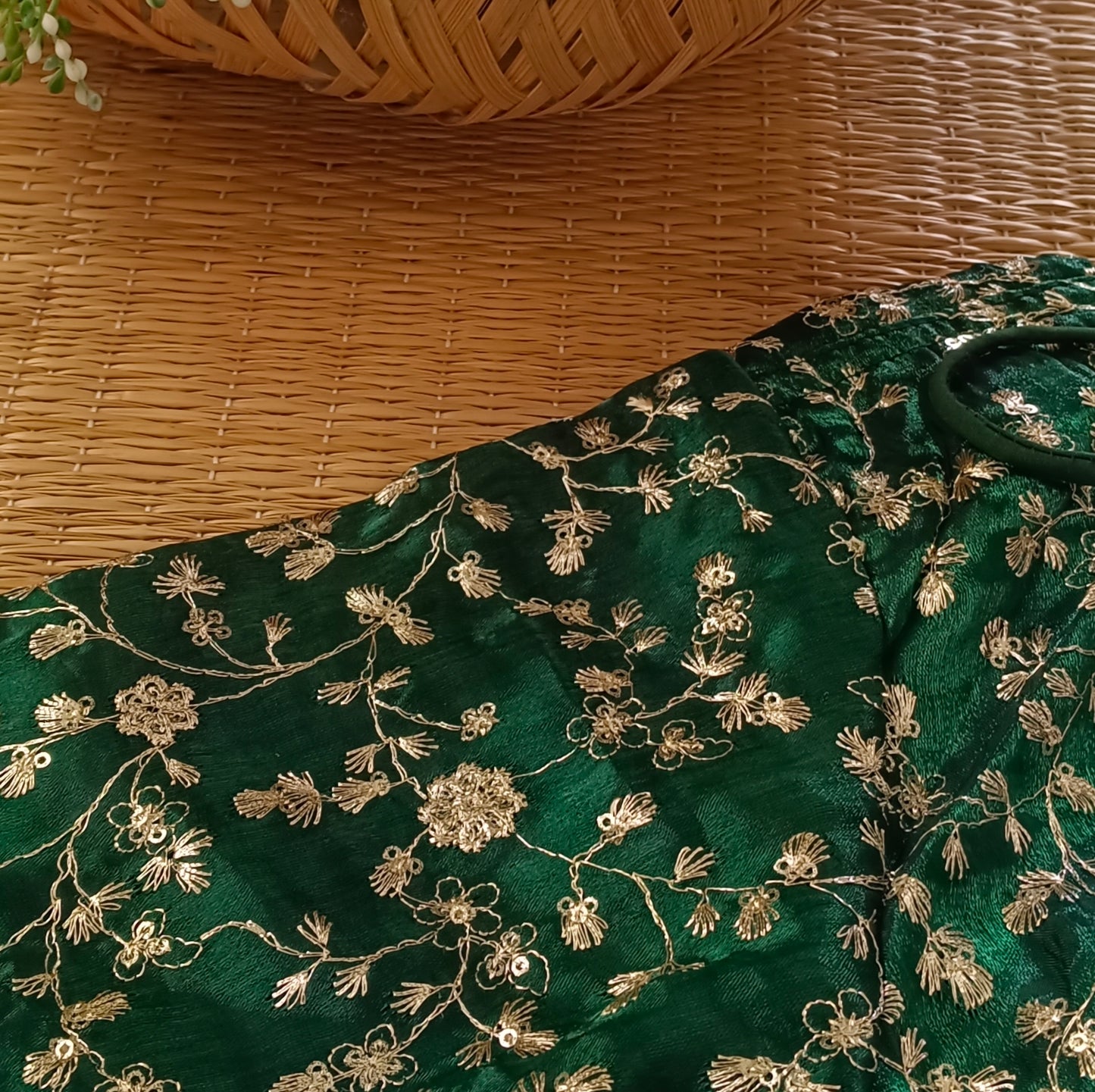 Classic green with golden embroidery blouse