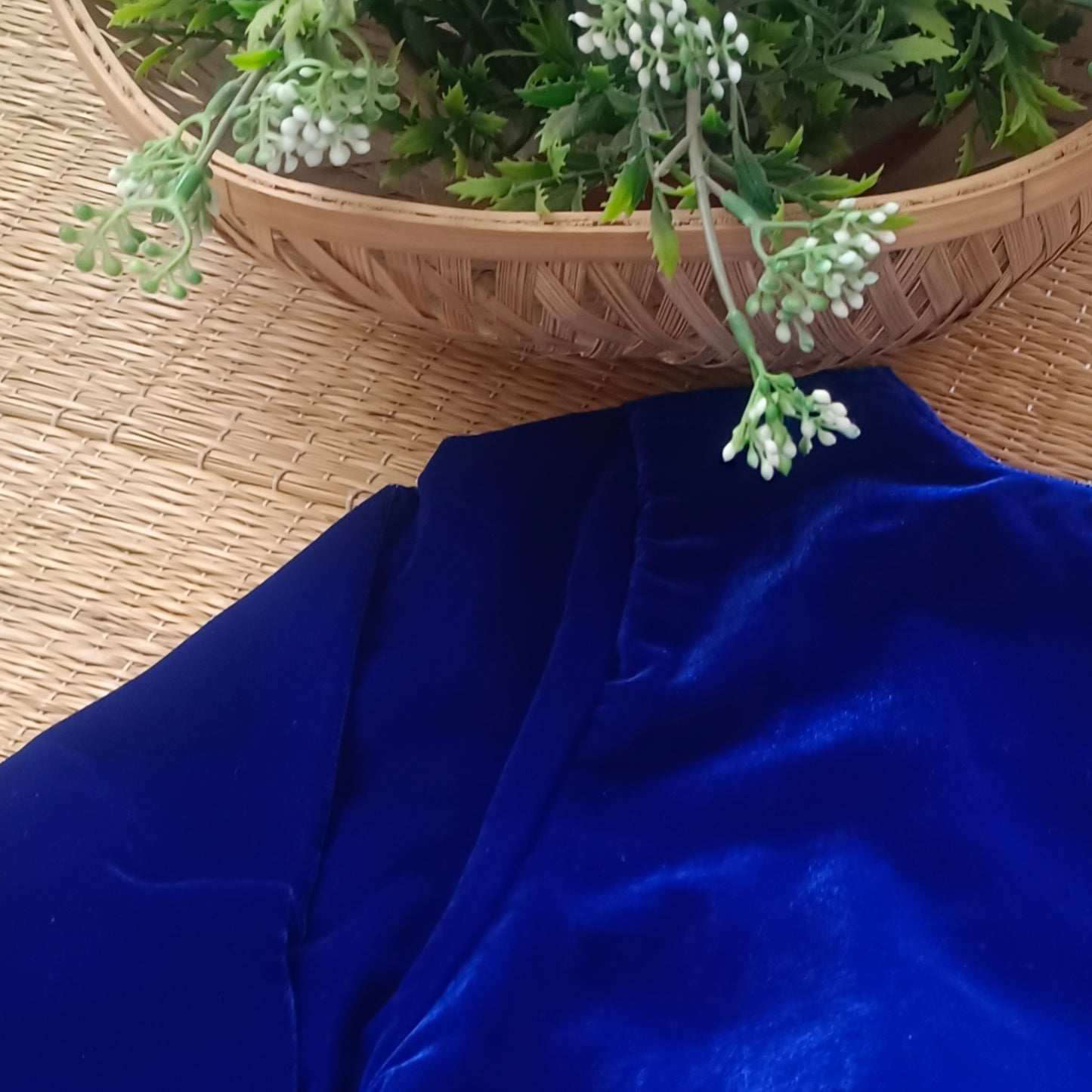 Royal Blue Velvet Full Sleeve Blouse