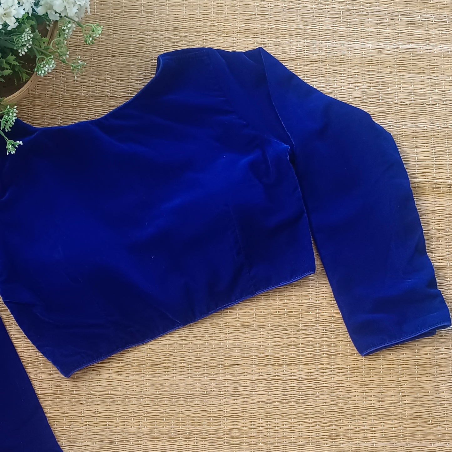 Royal Blue Velvet Full Sleeve Blouse