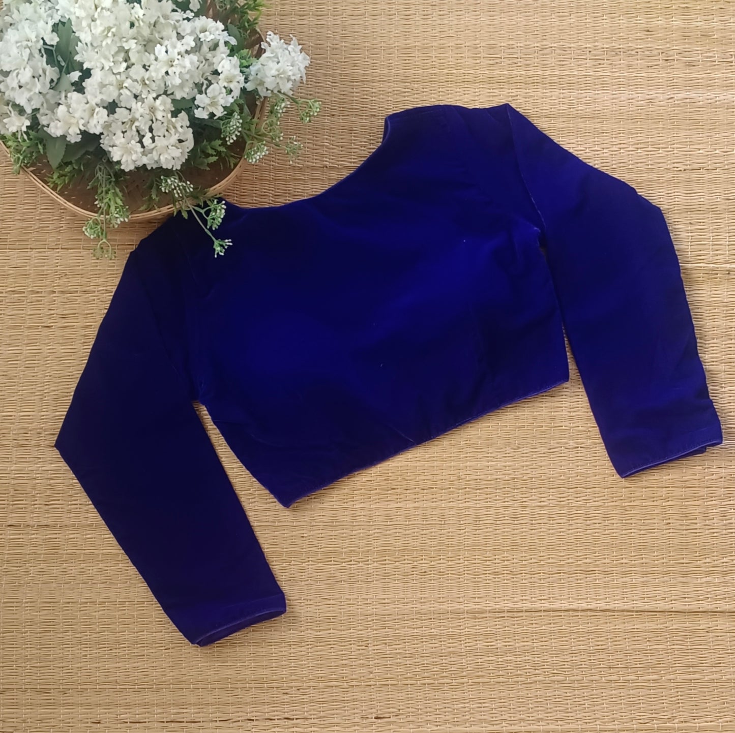 Royal Blue Velvet Full Sleeve Blouse