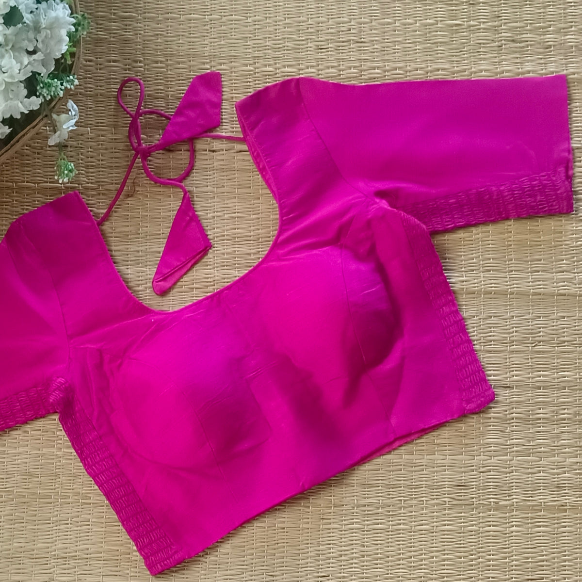 Classic Dark Pink plain flexi fit blouse