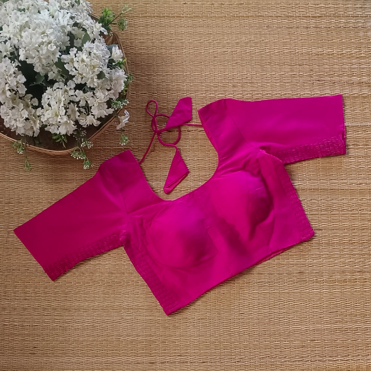 Classic Dark Pink plain flexi fit blouse