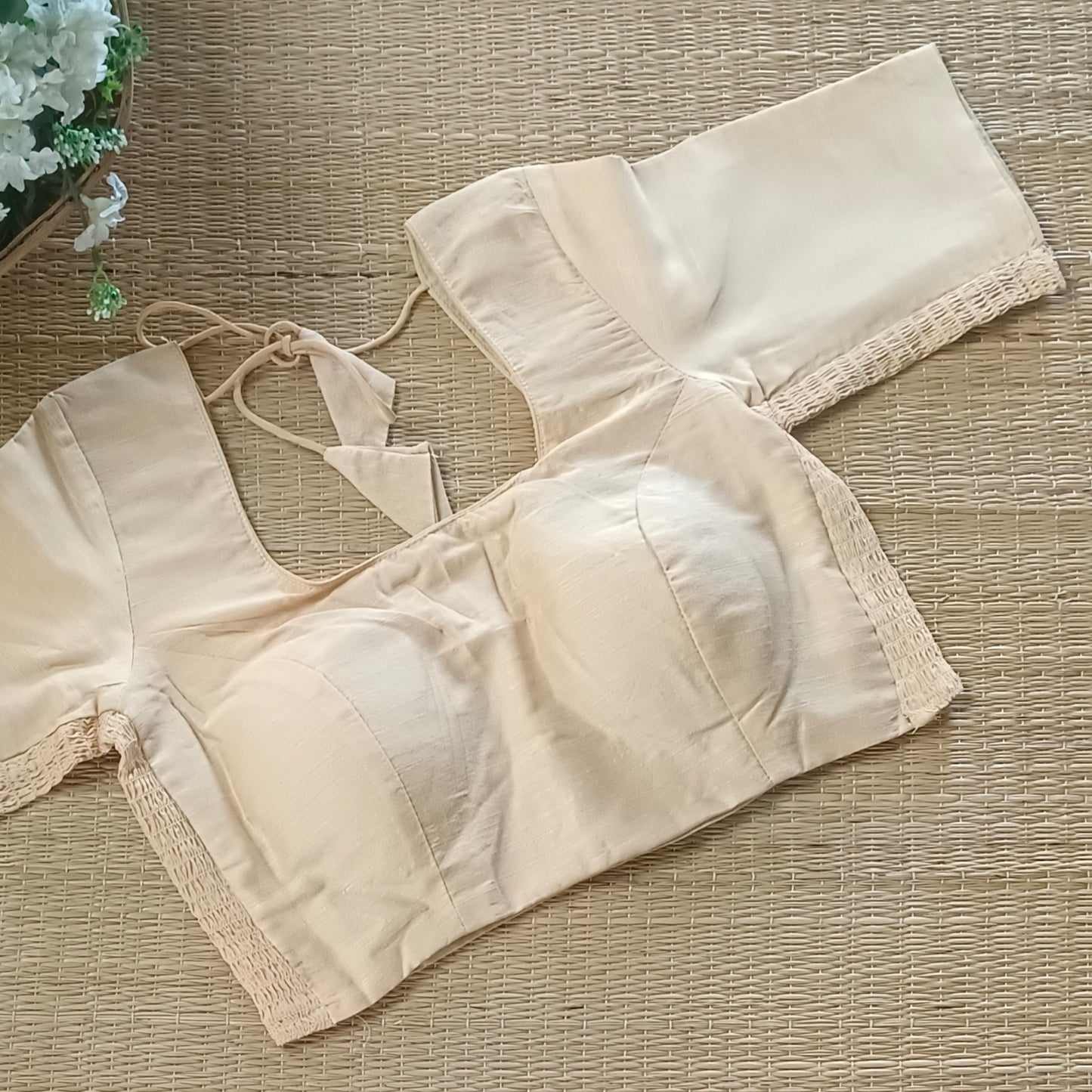 Classic beige plain flexi fit blouse