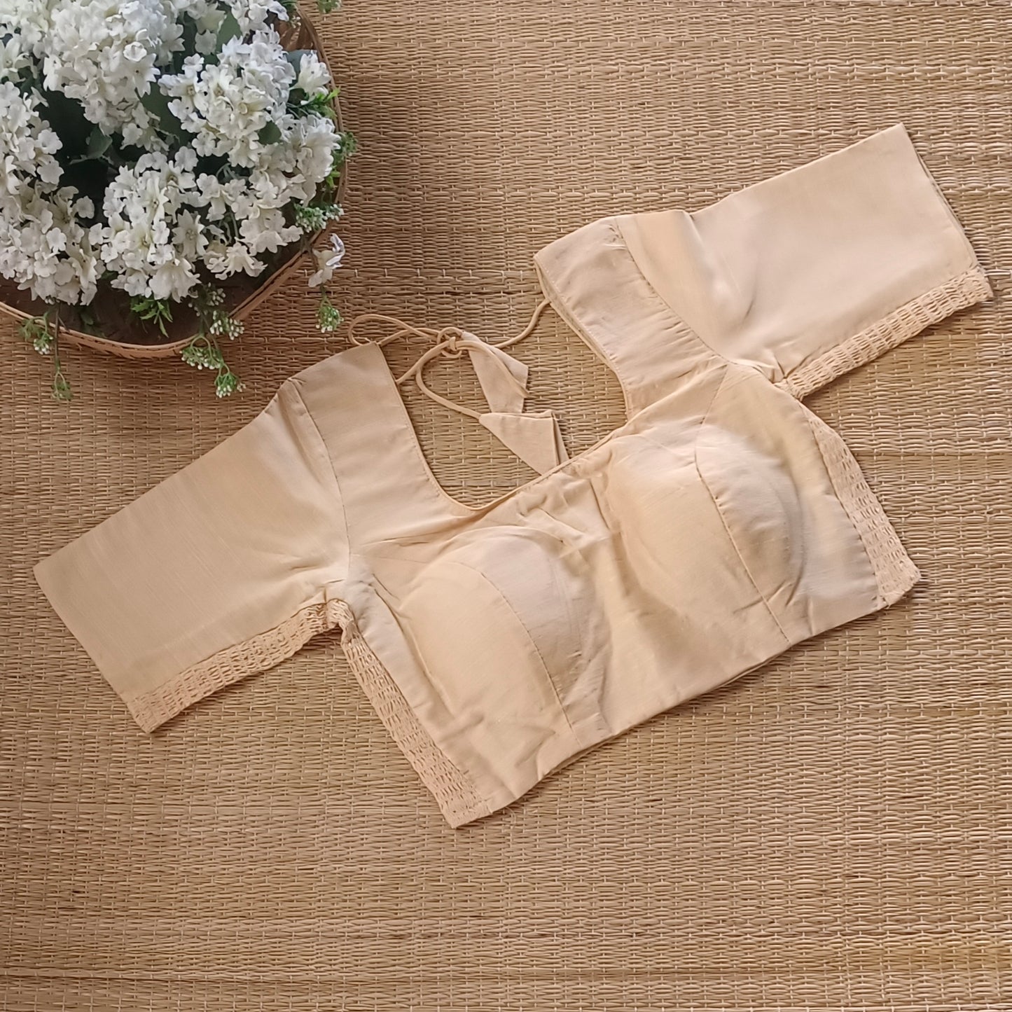 Classic beige plain flexi fit blouse