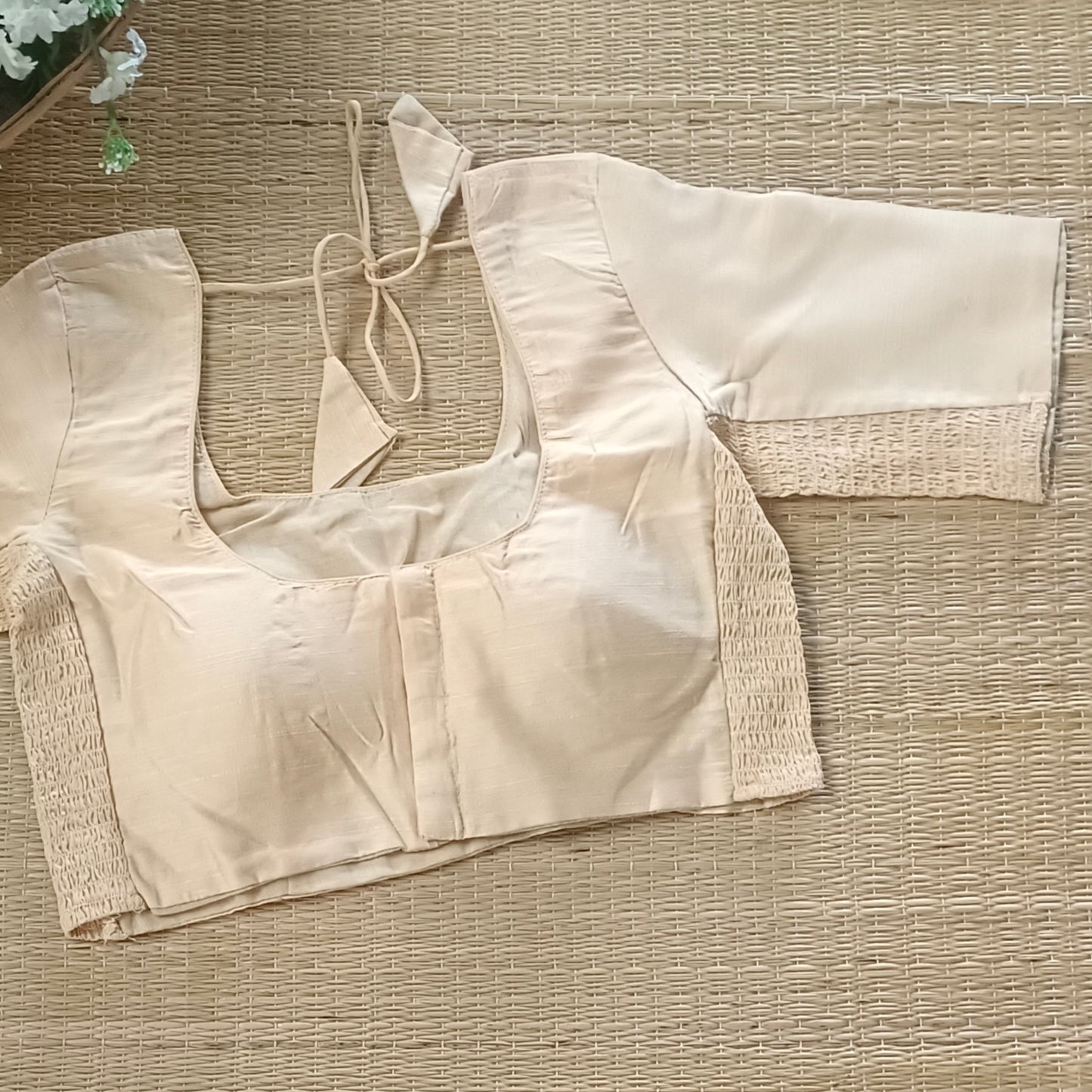 Classic beige plain flexi fit blouse