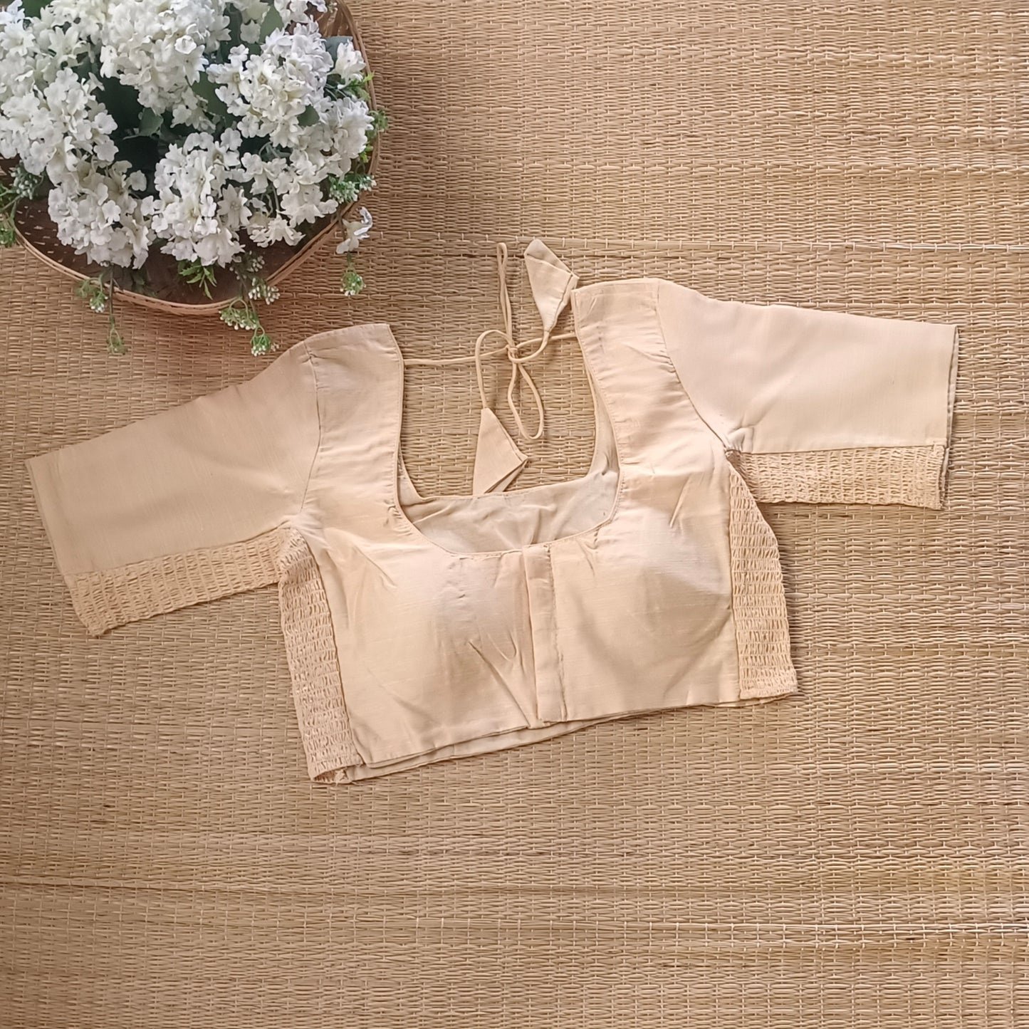 Classic beige plain flexi fit blouse
