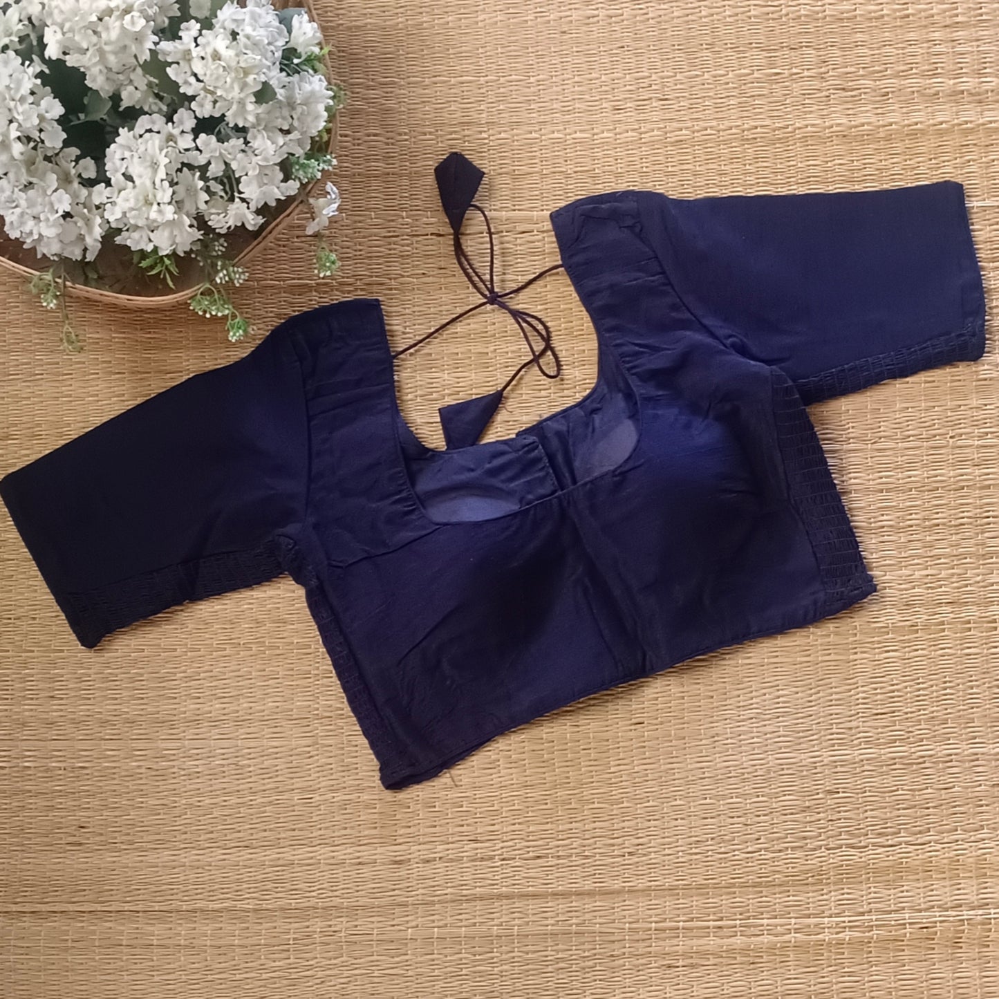 Classic Navy Blue plain flexi fit blouse