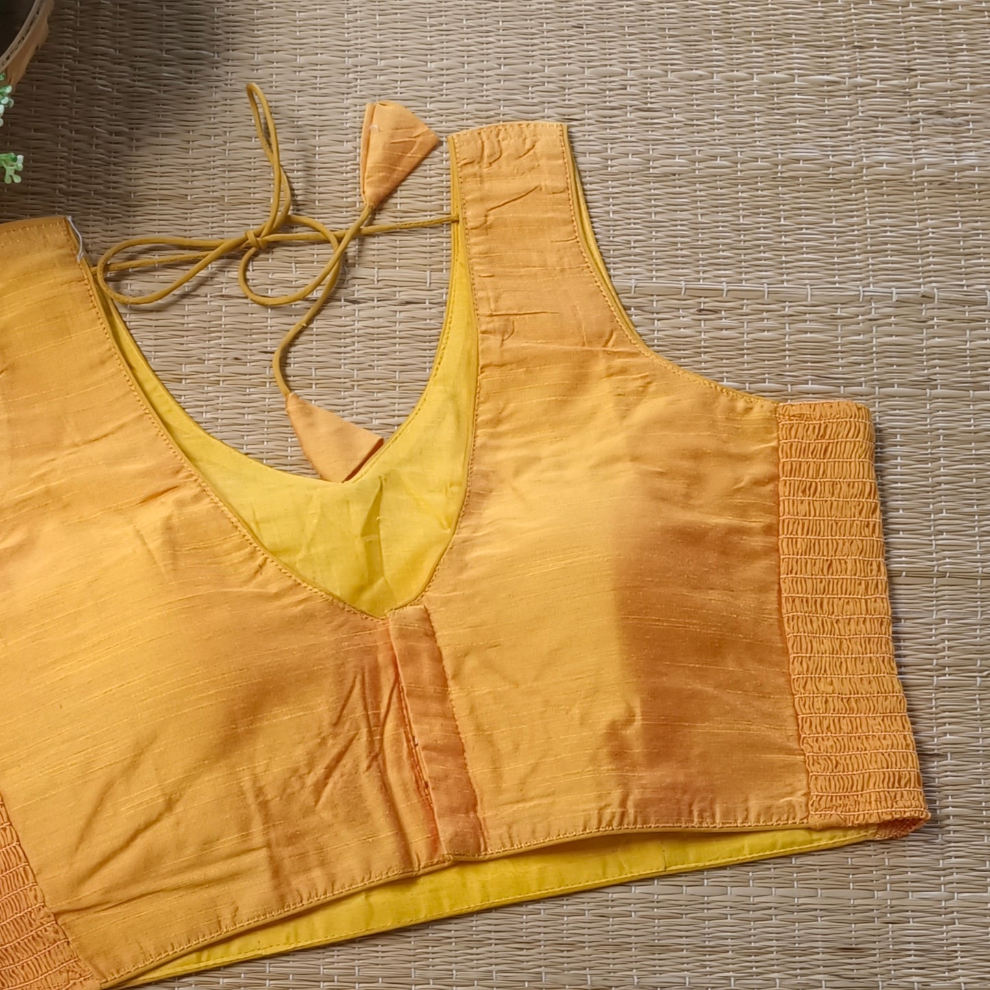 Yellow plain flexifit blouse (attachable sleeves)