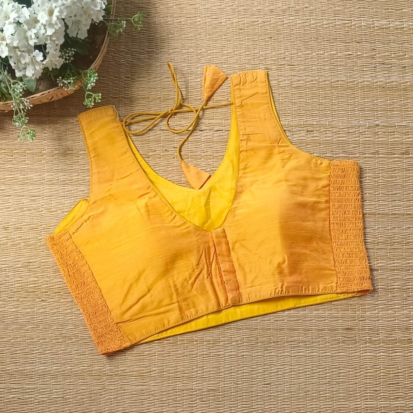 Yellow plain flexifit blouse (attachable sleeves)