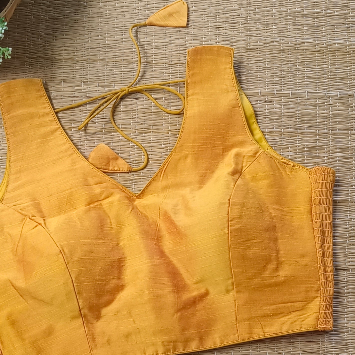 Yellow plain flexifit blouse (attachable sleeves)