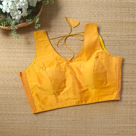 Yellow plain flexifit blouse (attachable sleeves)