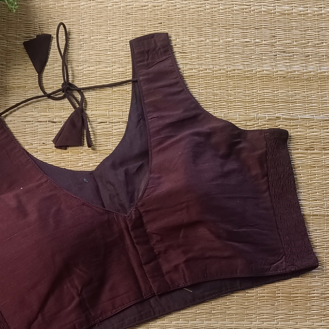Brown plain flexifit blouse (attachable sleeves)