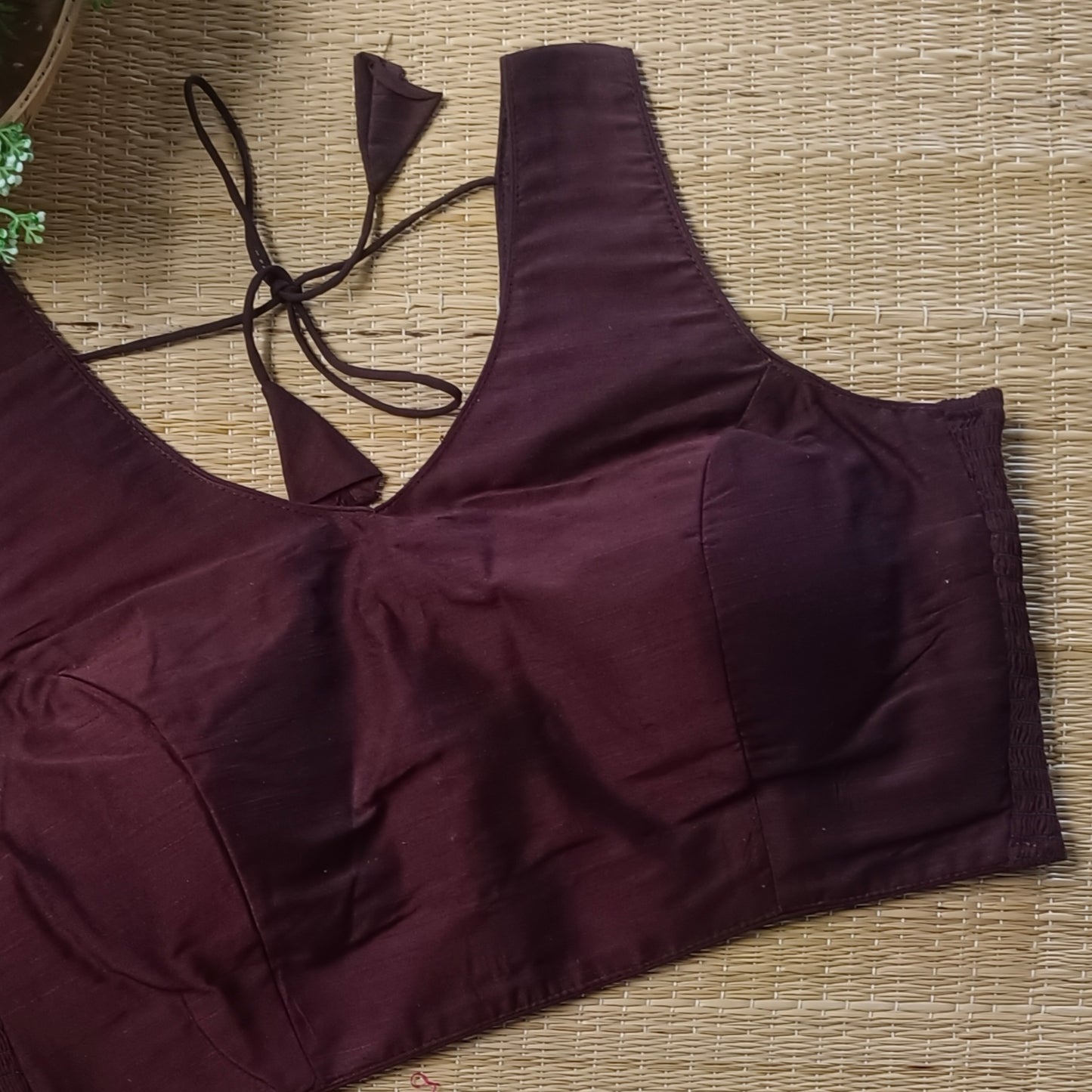 Brown plain flexifit blouse (attachable sleeves)
