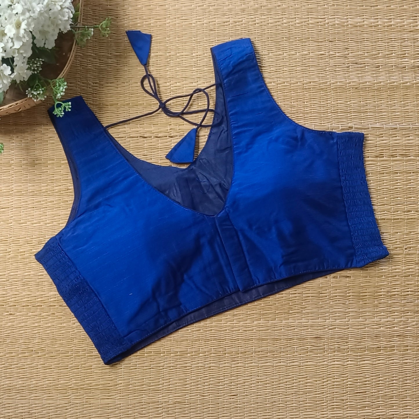 Dark royal blue plain flexifit blouse (attachable sleeves)