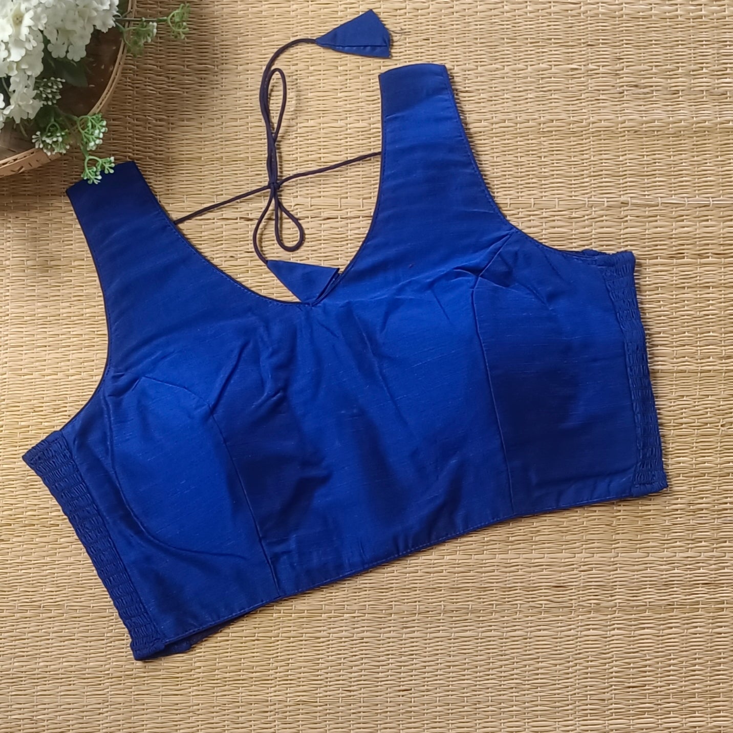 Dark royal blue plain flexifit blouse (attachable sleeves)