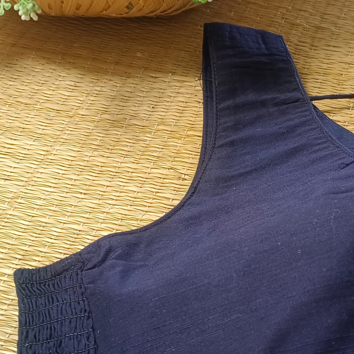 Navy blue plain flexifit blouse (attachable sleeves)